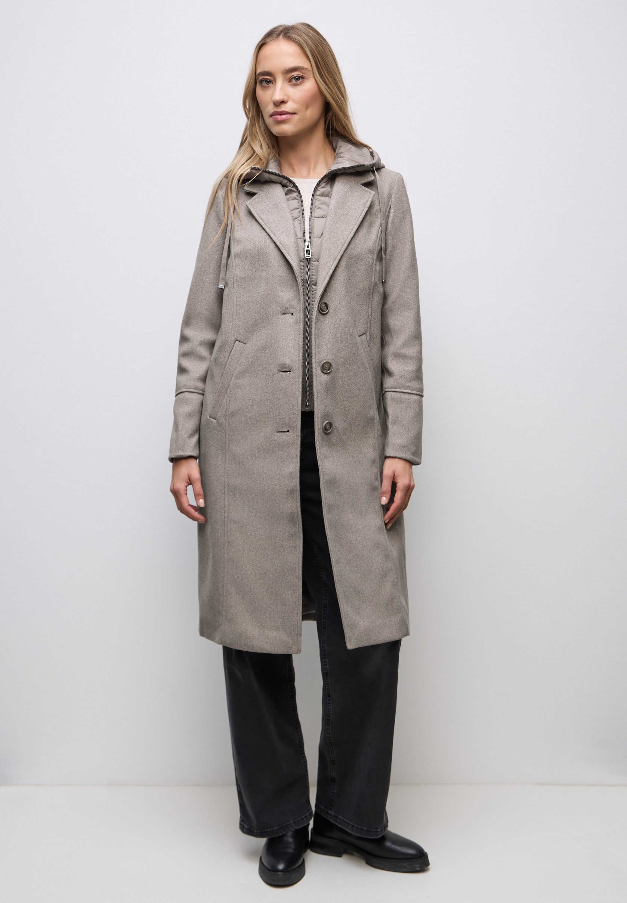 STREET ONE Langmantel mit Kapuze mit Tunnelzugband