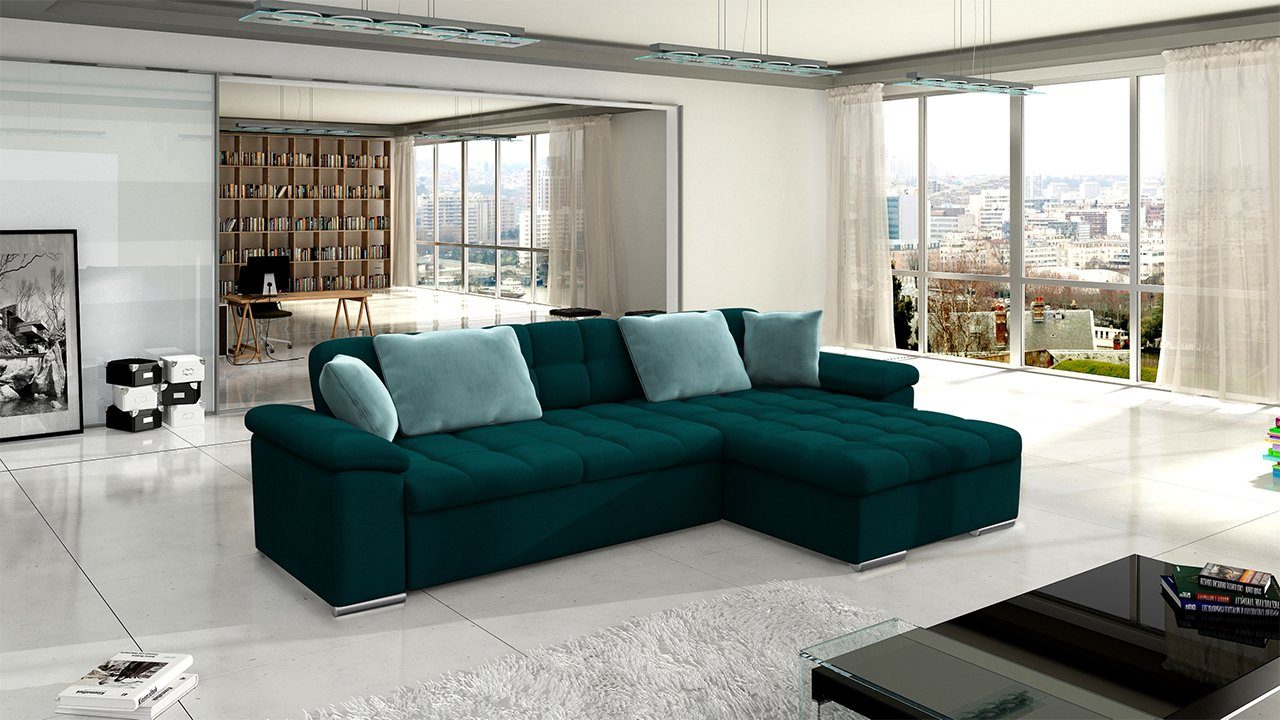 Ecksofa Sofa, Farbauswahl Schlaffunktion, mit Polsterecke Premium, und MIRJAN24 Couchgarnitur Bettkasten Diana