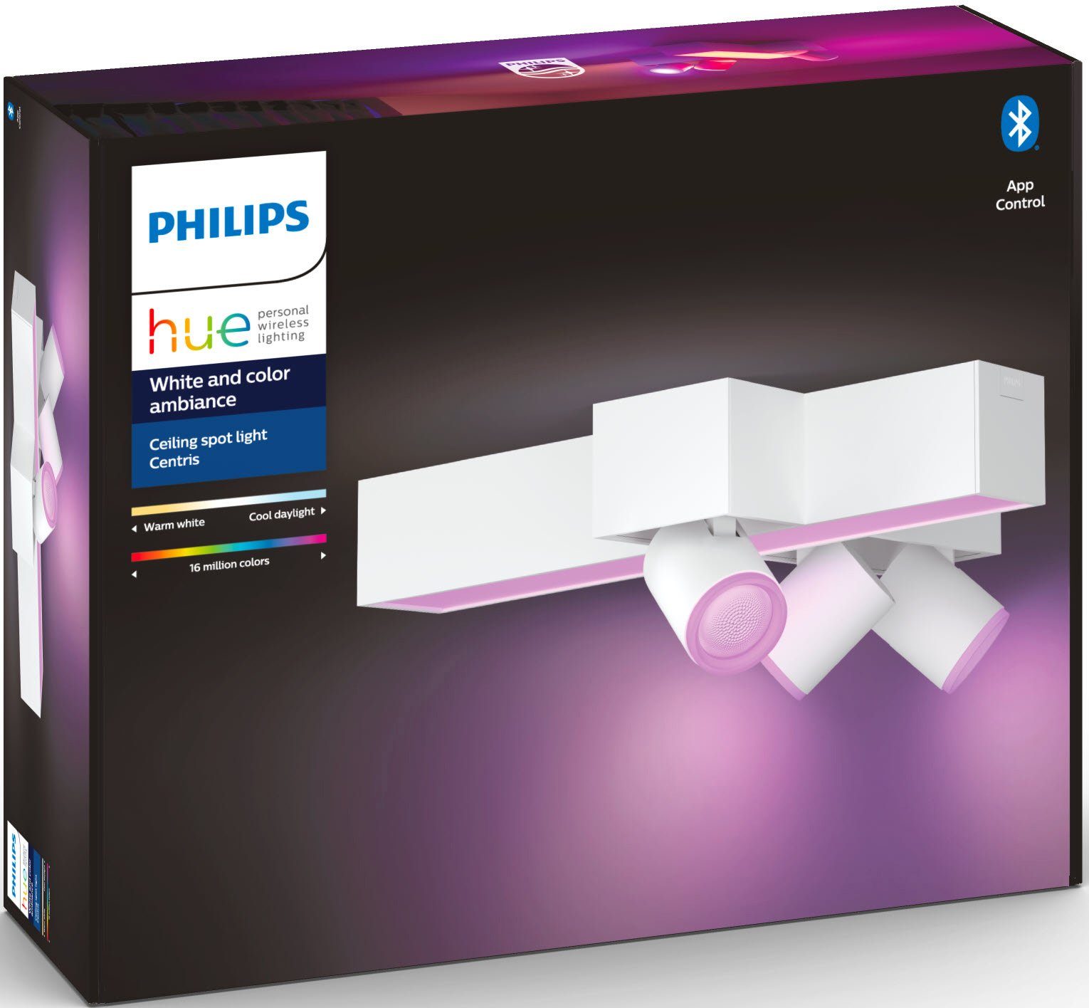 Philips Hue LED Deckenspot wechselbar, Farbwechsler, der einzeln Centris, anpassbar Individ. Lampeneinstellungen mit App, Lampen Hue LED