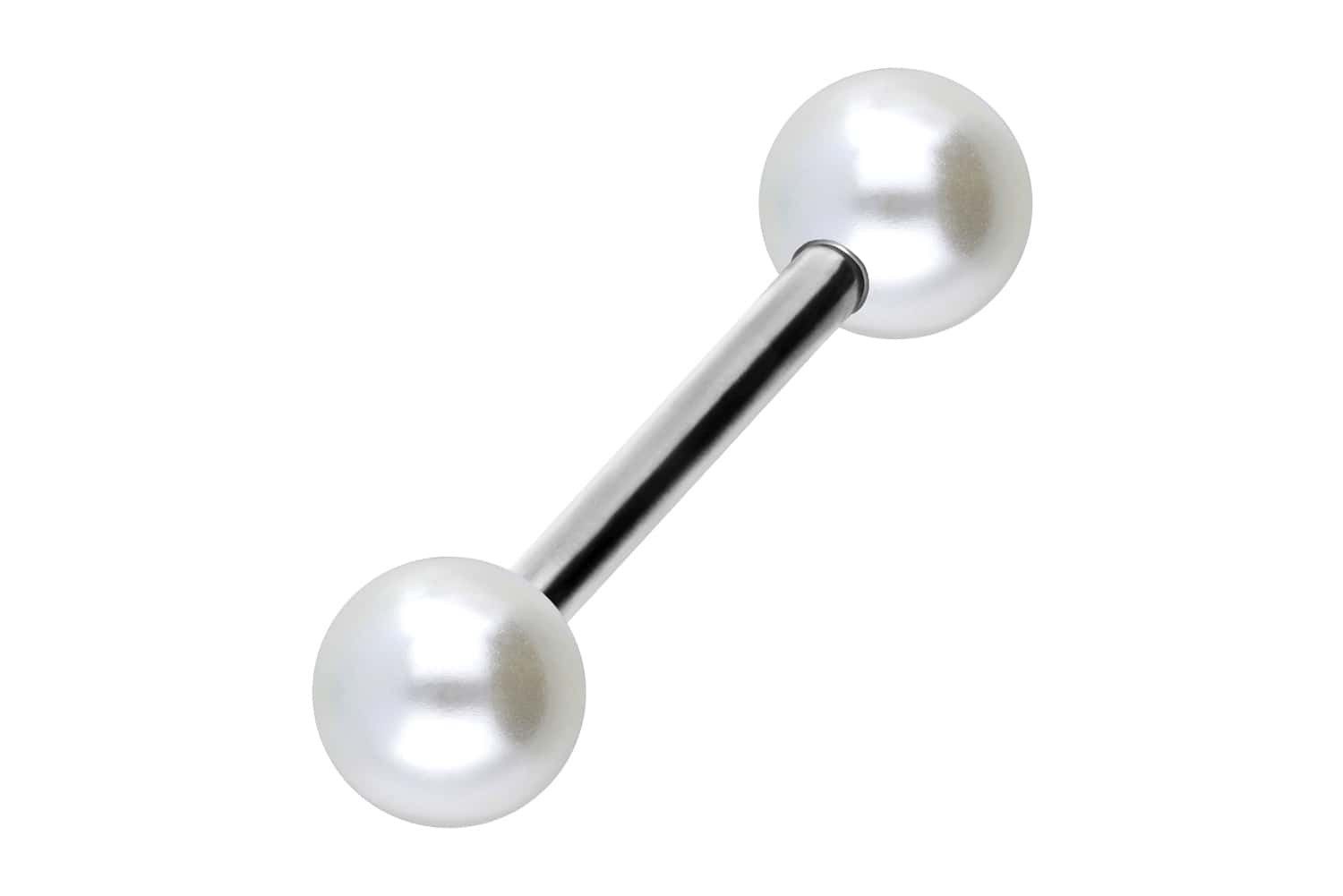 PIERCINGLINE Brustwarzenpiercing Chirurgenstahl Barbell SYNTHETISCHE PERLEN (Barbells, 1-tlg)