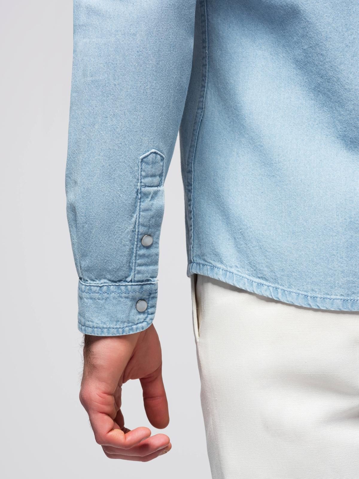 OMBRE Langarmhemd Jeanshemd mit Druckknöpfen und Brusttaschen