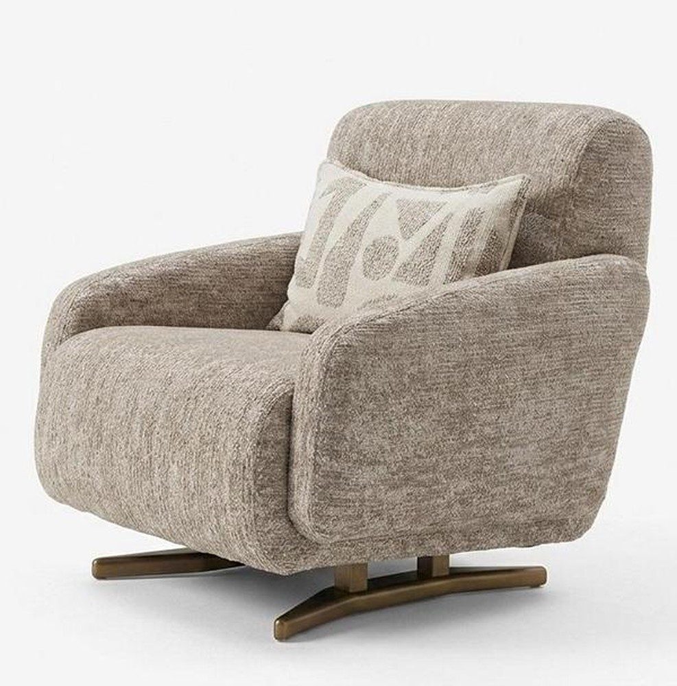 Xlmoebel Sessel Moderner Relaxsessel Beige Stoff Drehfunktion Wohnzimmer Sessel (1-St., 1-tlg)
