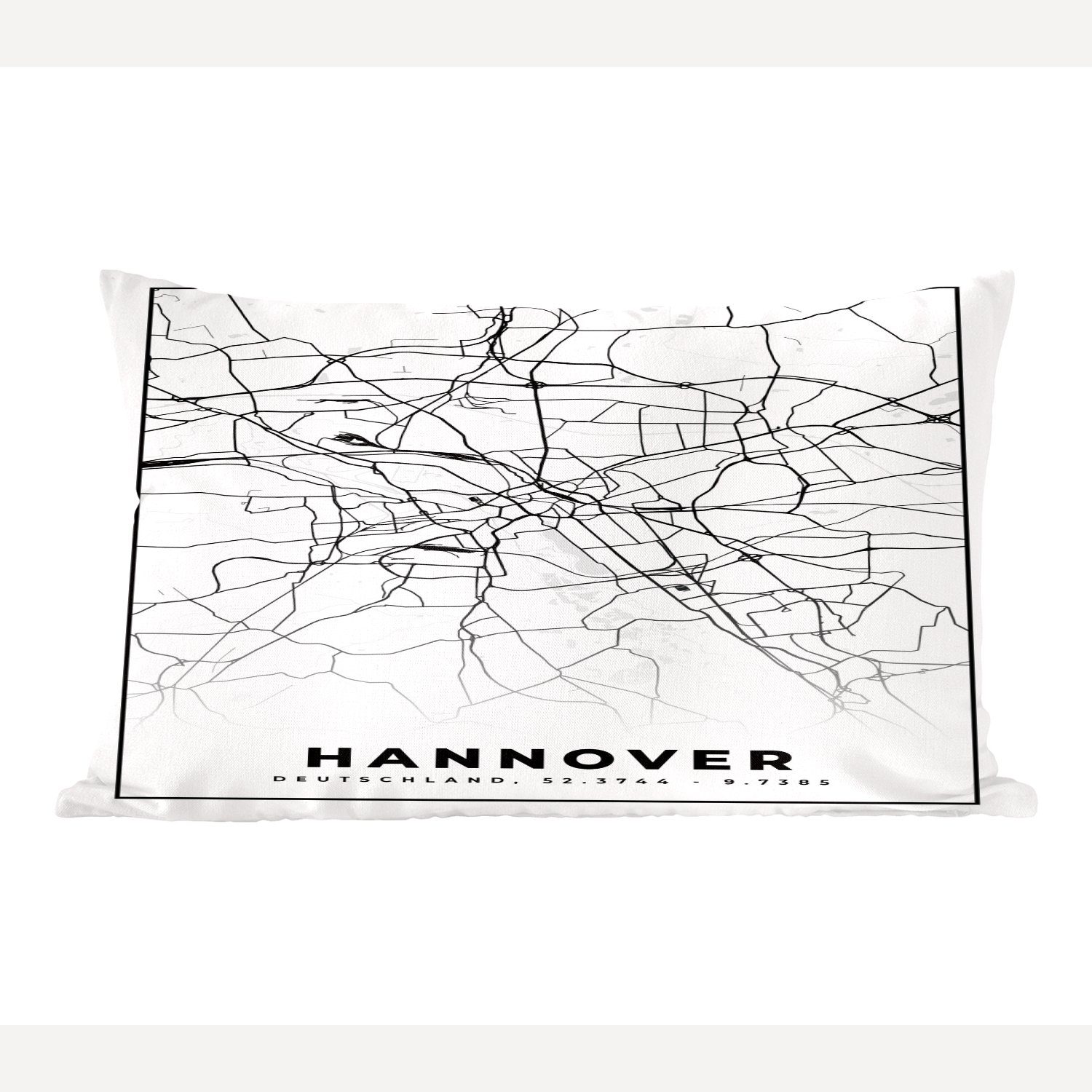 MuchoWow Dekokissen Hannover - Karte - Stadtplan - Karte, Wohzimmer Dekoration, Zierkissen, Dekokissen mit Füllung, Schlafzimmer