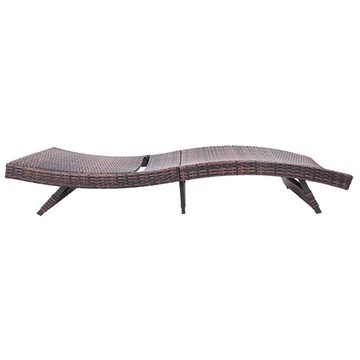 DOTMALL Bett S-shaped Brown Gradient Woven Rattan Bed Iron Frame 195*68*33cm