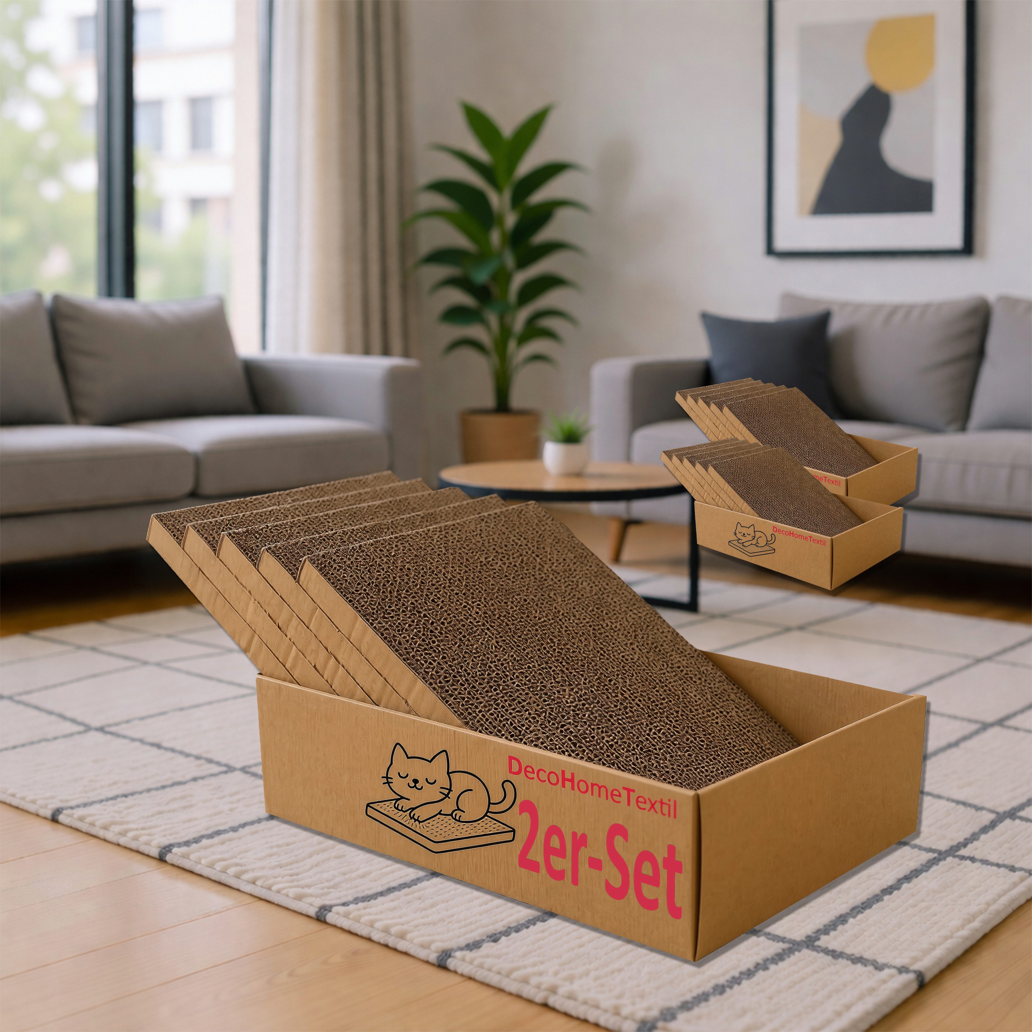 DecoHomeTextil Heimtextilmanufaktur Kratzbrett für Katzen, Kratzpappe Kratzmatte Krallenpflege