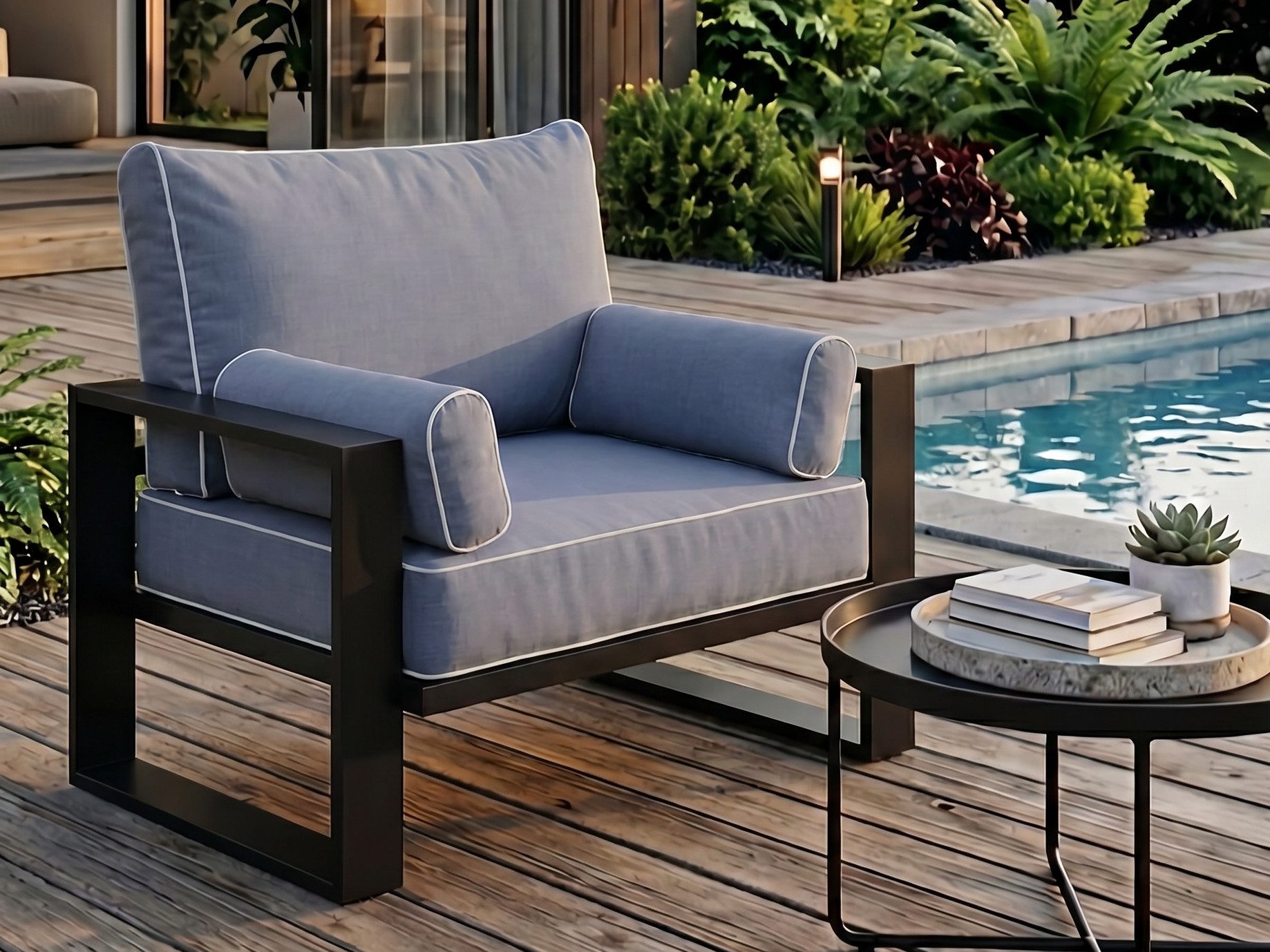 Beautysofa Gartensessel mit Metallrahmen VERDINO (VERDINO), aus strapazierfähigem und widerstandsfähigem Stoff
