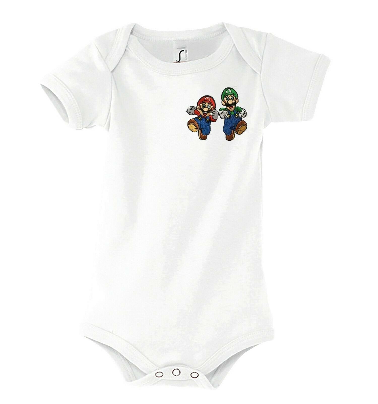 Blondie & Brownie Druckknopf Strampler Kinder mit Luigi Nintendo Mario & Weiß Peach Baby Konsole