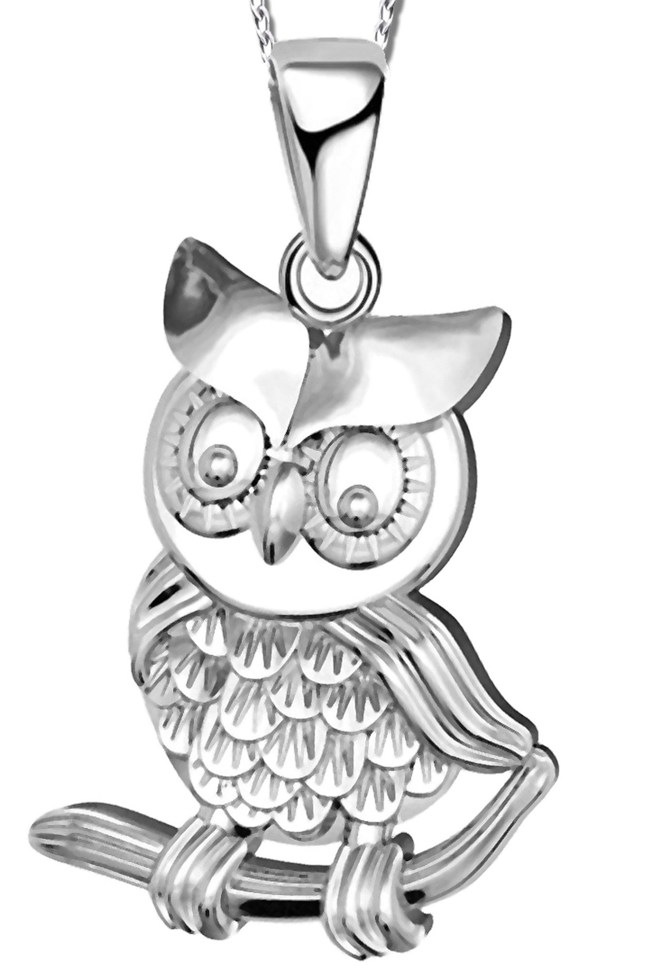Limana Kette mit Anhänger Damen Frauen Mädchen Kinder 925 Silber Eule Vogel Halskette (inkl. Geschenkdose), 40-45cm Geschenk Idee Kinderkette Damenkette Echtschmuck