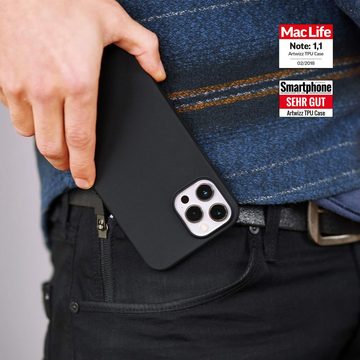 Artwizz Smartphone-Hülle TPU Case, Dünne Elastische Schutzhülle mit Matter Rückseite, Schwarz, iPhone 12 mini