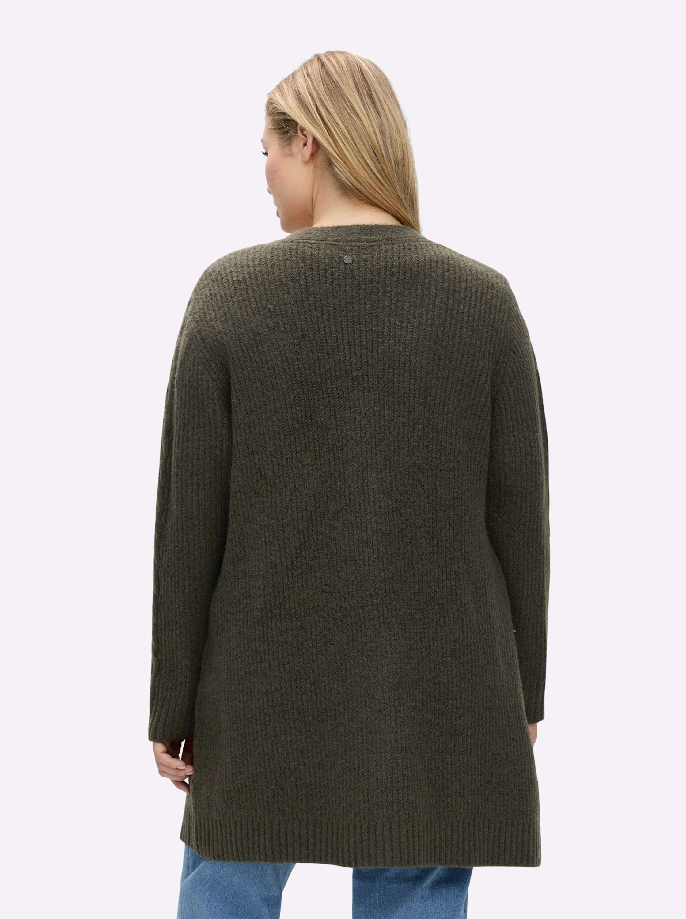Sheego Strickjacke Cardigan Langarm Zopfmuster, Rippoptik günstig online kaufen