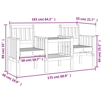 vidaXL Gartenbank Gartenbank mit Tisch 2-Sitzer Massivholz Kiefer (1-St)