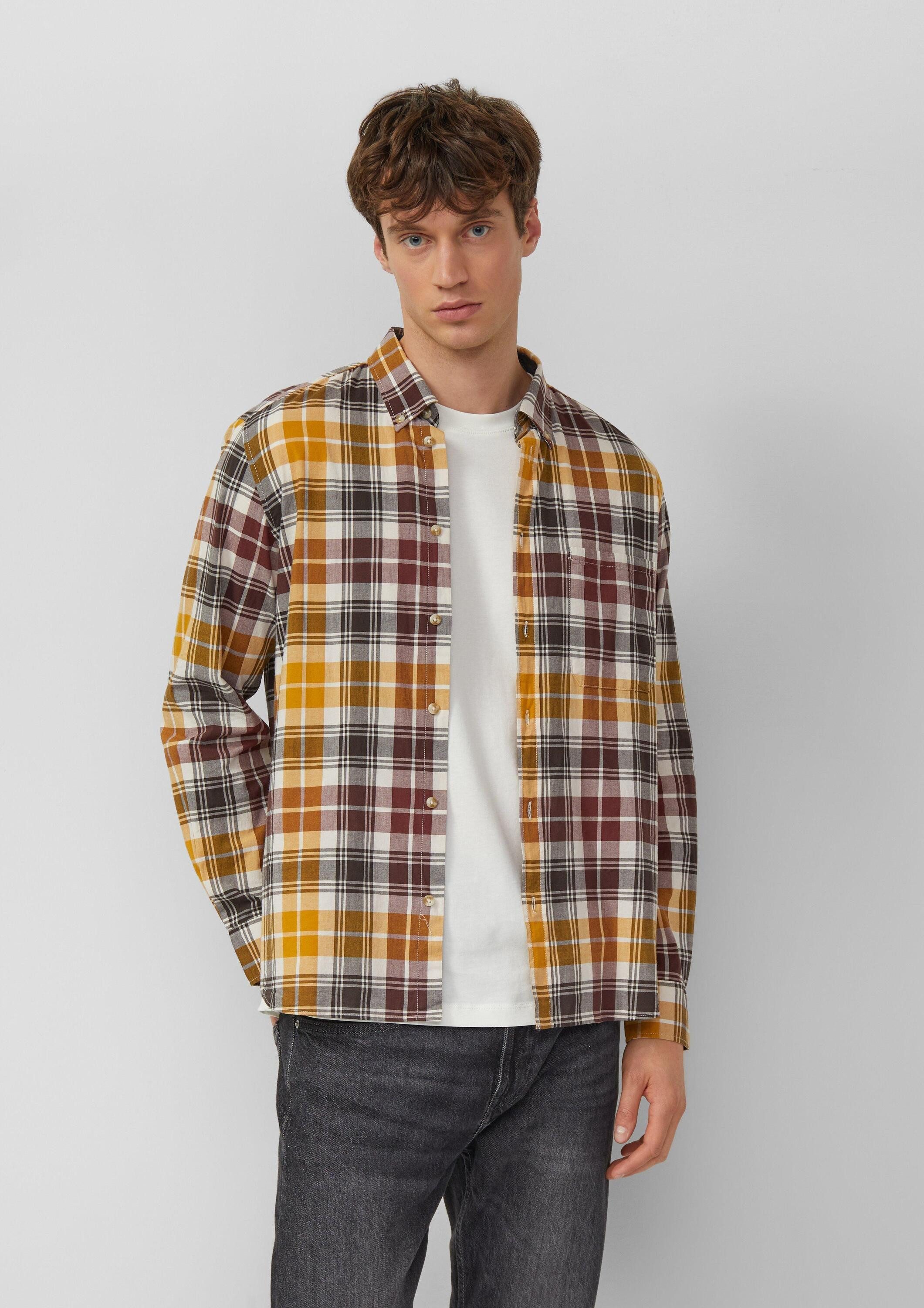 s.Oliver Langarmhemd Hemd Regular Fit: Elastisches Button-Down-Hemd mit Karomuster