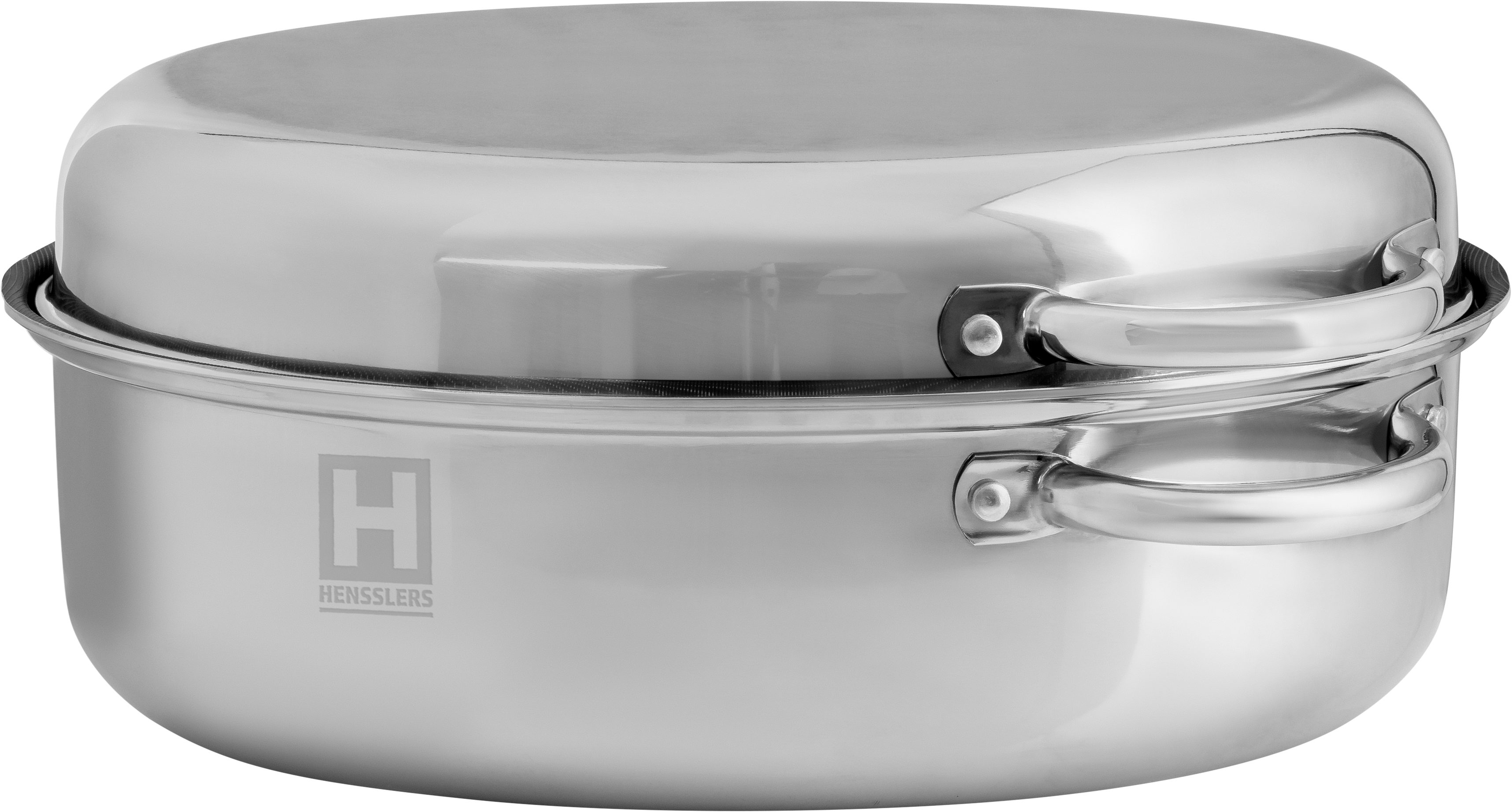 HENSSLERS Bräter HENSSLERS Bräter Deluxe, 9L, Edelstahl (2-tlg), 3-Schicht Material mit Wabenstruktur, Maße (L/B/H) 41x28,5x17,5 cm