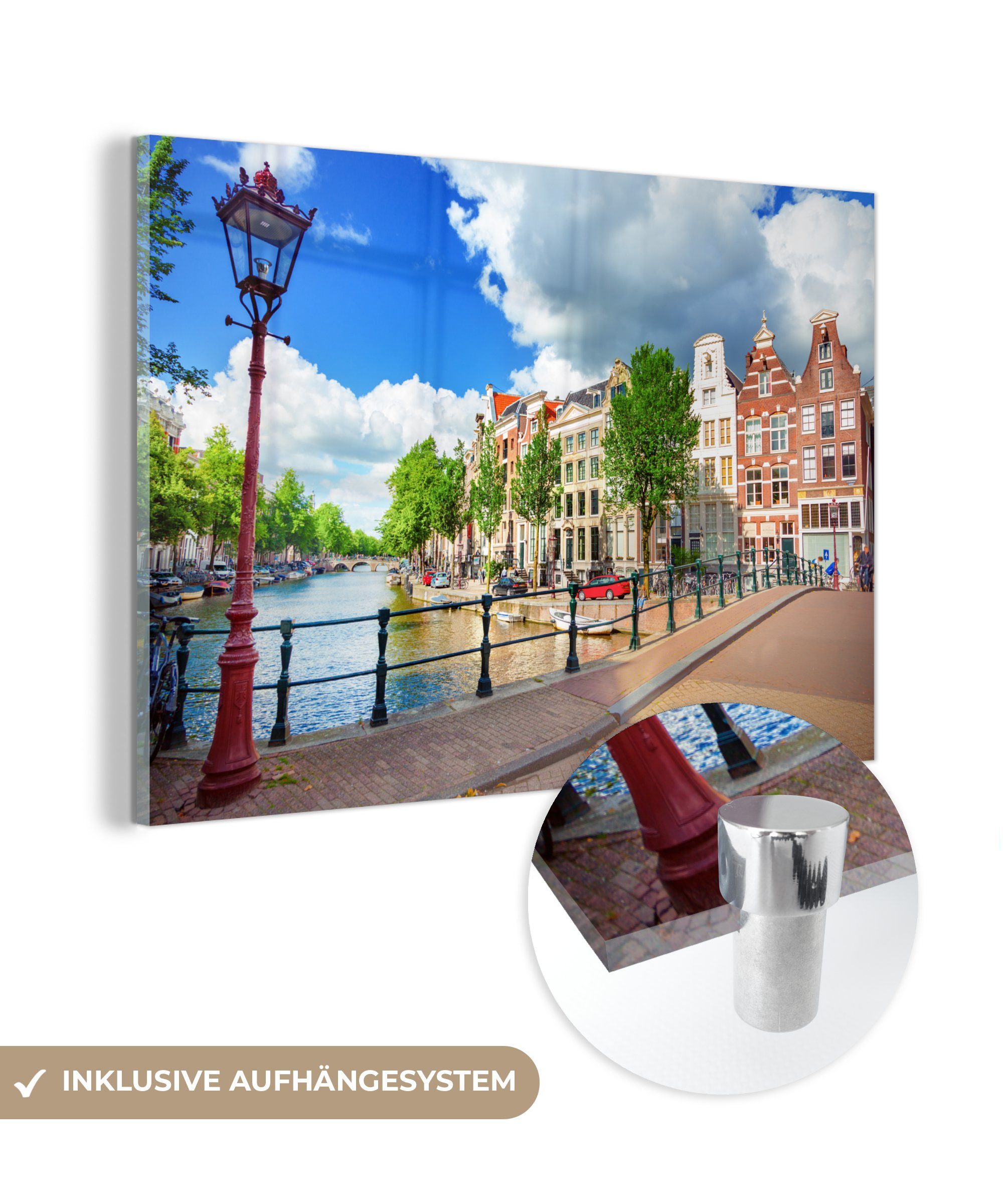 MuchoWow Acrylglasbild Kanal - Amsterdam - Niederlande, (1 St), Acrylglasbilder Wohnzimmer & Schlafzimmer | Bilder