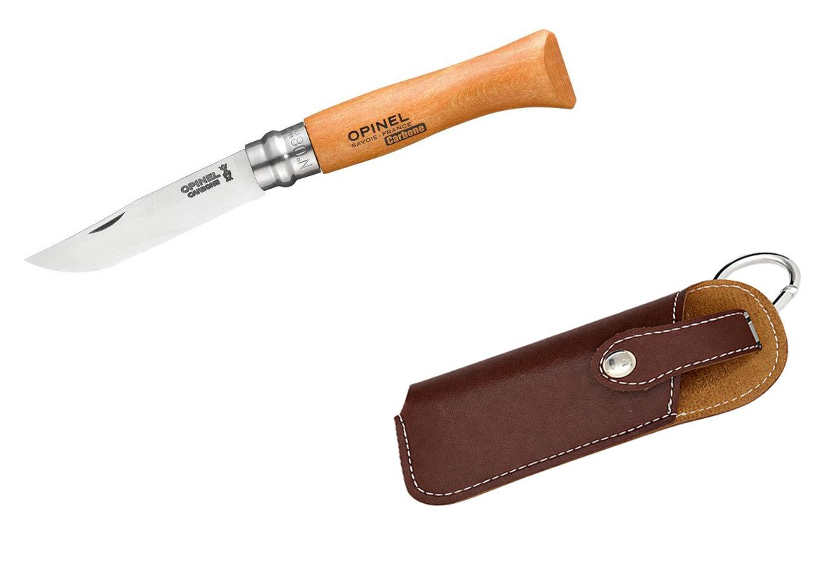Opinel Taschenmesser Opinel No.08 Carbonstahl Taschenmesser inkl. Etui, (Opinel No 08, Carbonstahl inkl. Etui)