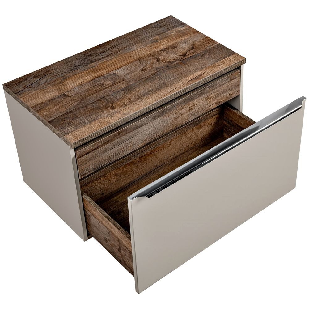 Lomadox Waschbeckenschrank PUEBLA-56-TAUPE Waschtischunterschrank 80cm in taupe mit Vintage Oak, 80,4/48,5/46 cm