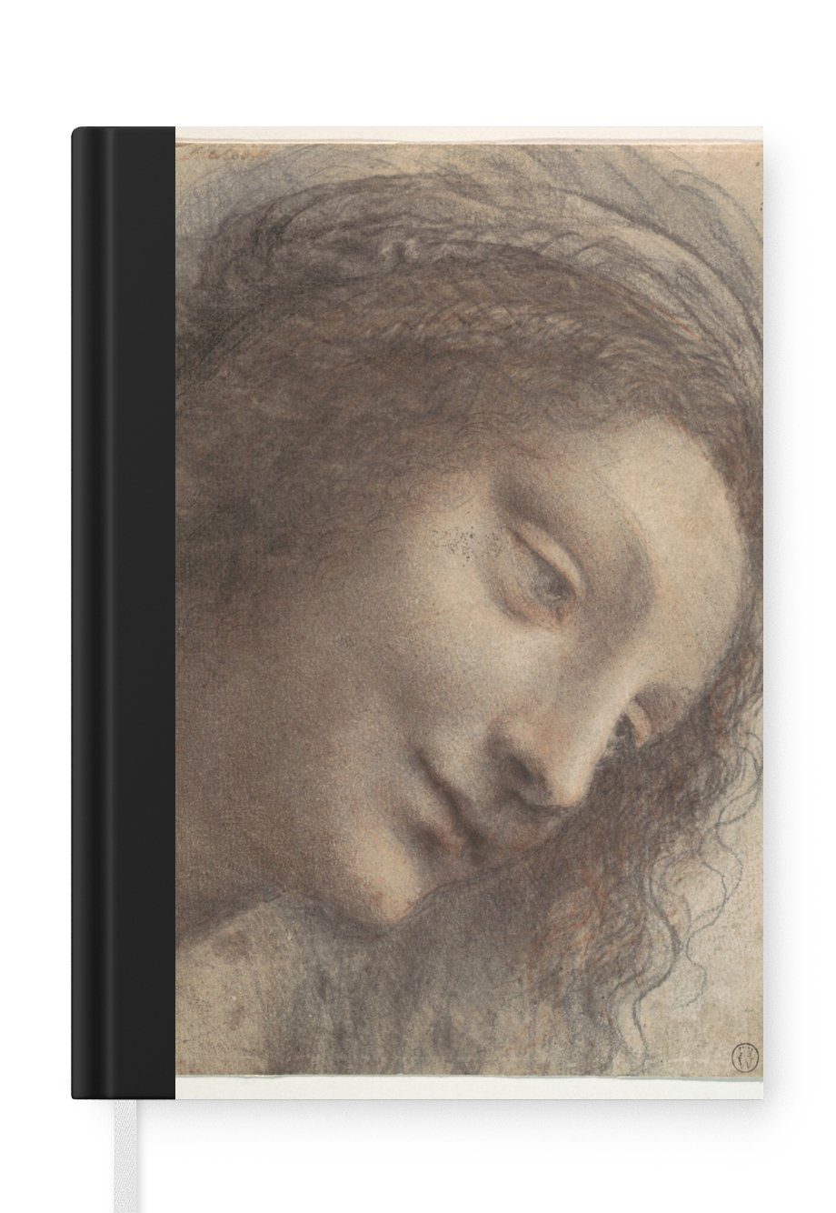 MuchoWow Notizbuch Das Haupt der Jungfrau Maria - Leonardo da Vinci, Journal, Merkzettel, Tagebuch, Notizheft, A5, 98 Seiten, Haushaltsbuch