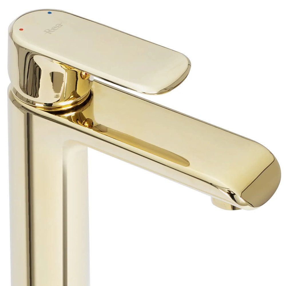 wohnwerk.idee Badarmatur Waschbeckenarmatur Wasserhahn Gold Weiß günstig online kaufen
