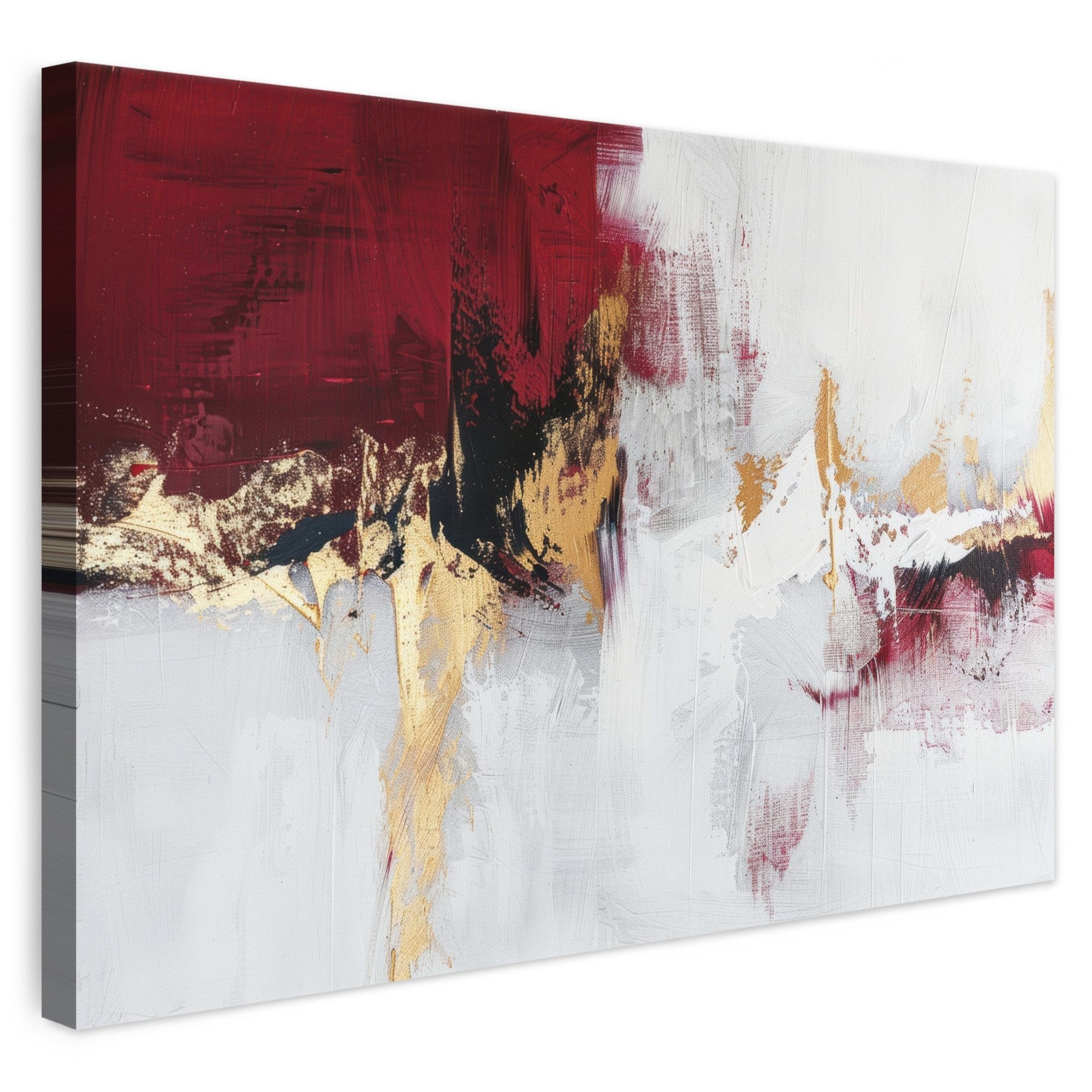 OneMillionCanvasses® Leinwandbild Rot - Marmor - Abstrakt - Gold - Modern, Fotodruck (1 St), Leinwand Bilder Klein, Wand Dekoration Aesthetic 30x20 cm