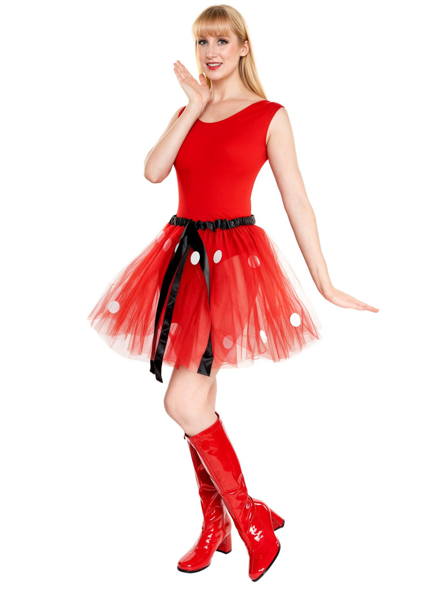 Metamorph Kostüm Mini Maus Tutu - Kostüm Tüllrock Karneval Fasching, Gepunkteter Petticoat im Retro-Look