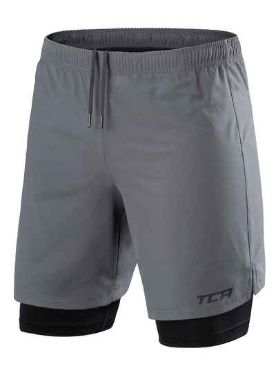 TCA Trainingsshorts TCA Herren 2-in-1 Laufhose mit Kompressionshose - Grau, XL (1-tlg)