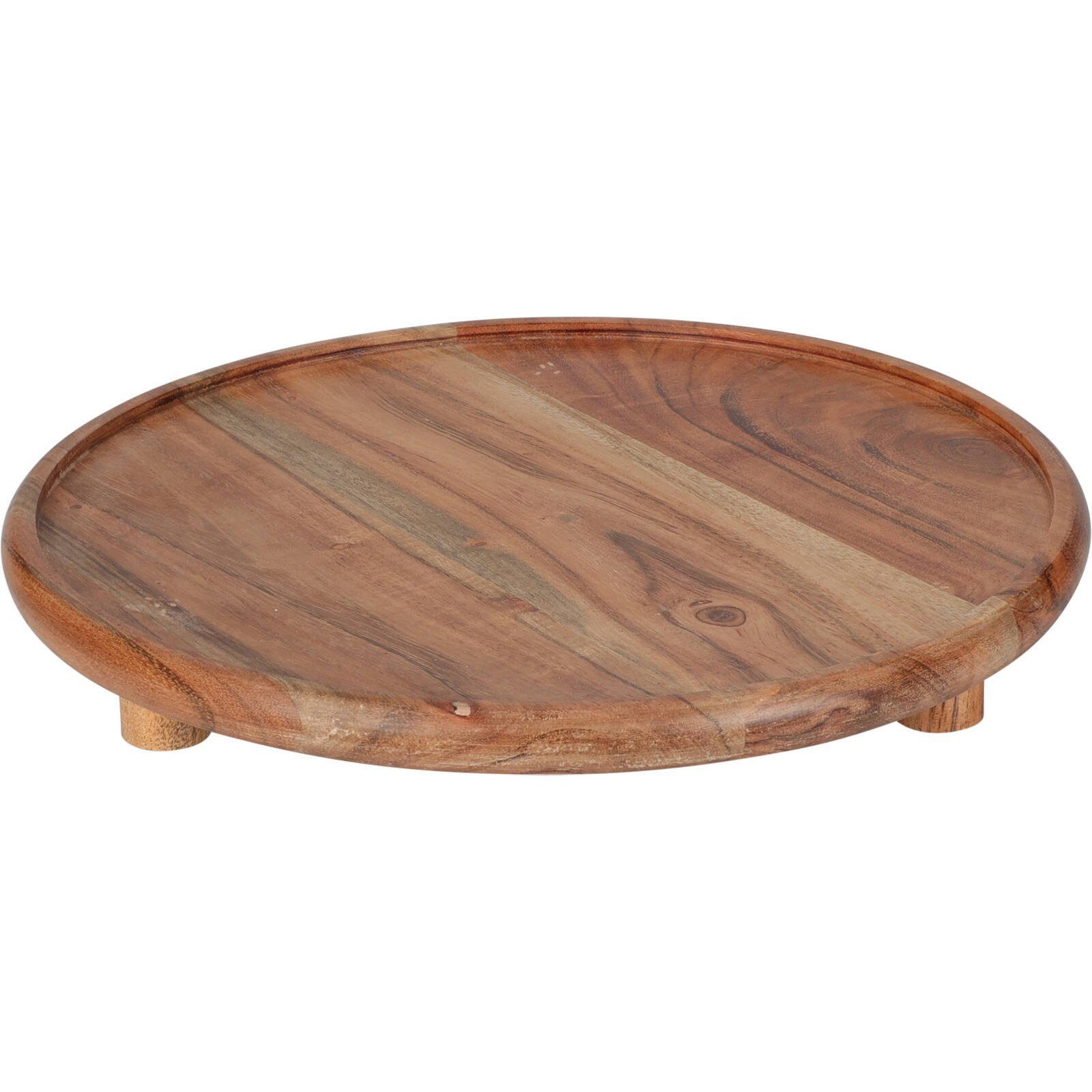 2 Stück Holzteller Rund Ständer - Dekorative Tabletts 20x20cm Aus Kiefernholz
