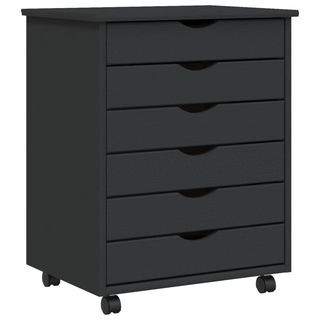 Aktenschrank Rollschrank mit Schubladen MOSS Grau Massivholz Kiefer Schubladenschra