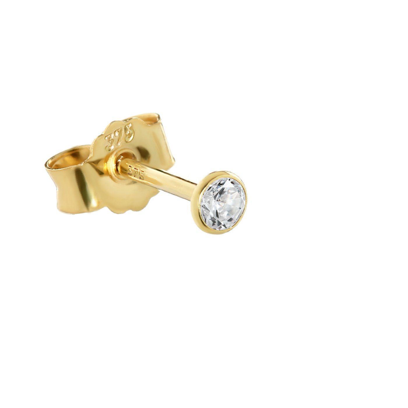 Single-Ohrstecker Einzel 3mm Ohrstecker Gelbgold 375 Gold Ohrring 9
