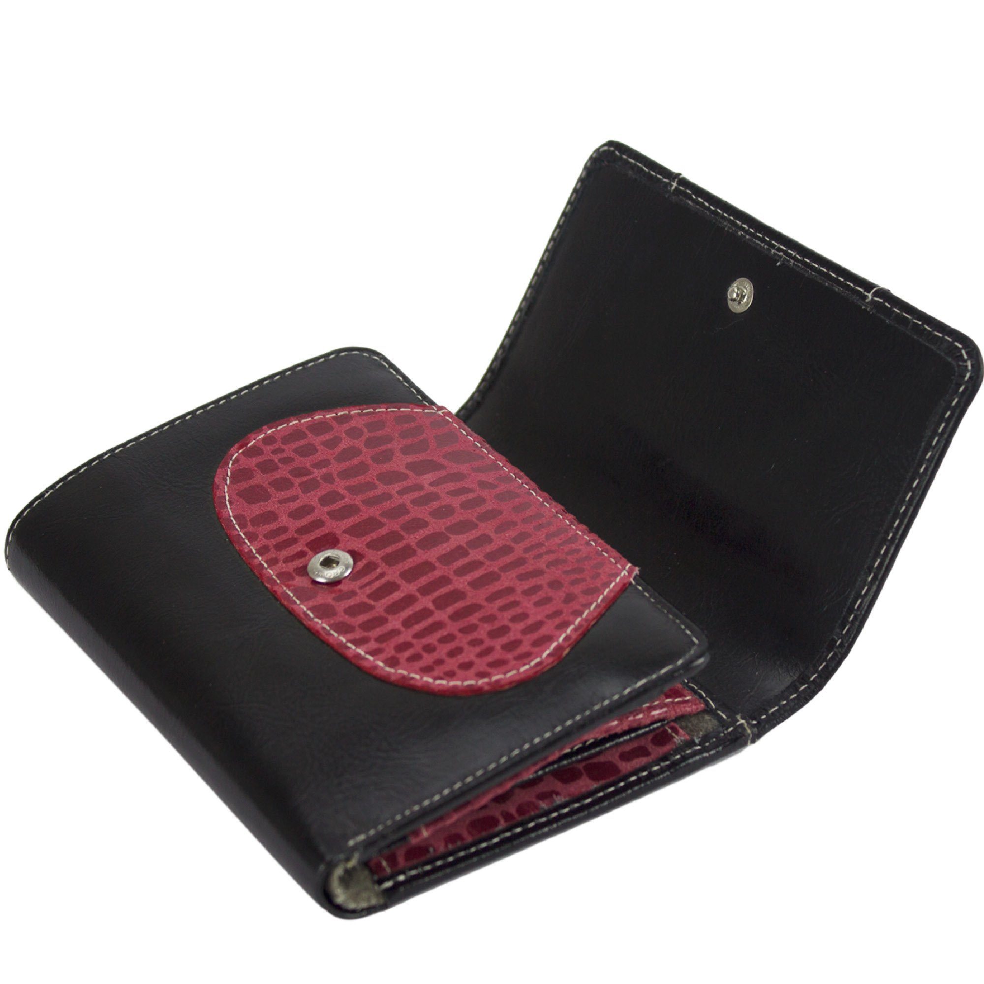 Portemonnaie Geldbörse recycelten aus Unisex Brieftasche, echt mit Geldbeutel Leder große Lederresten, Leder, Damen schwarz Geldbörse Sunsa echt RFID-Schutz,