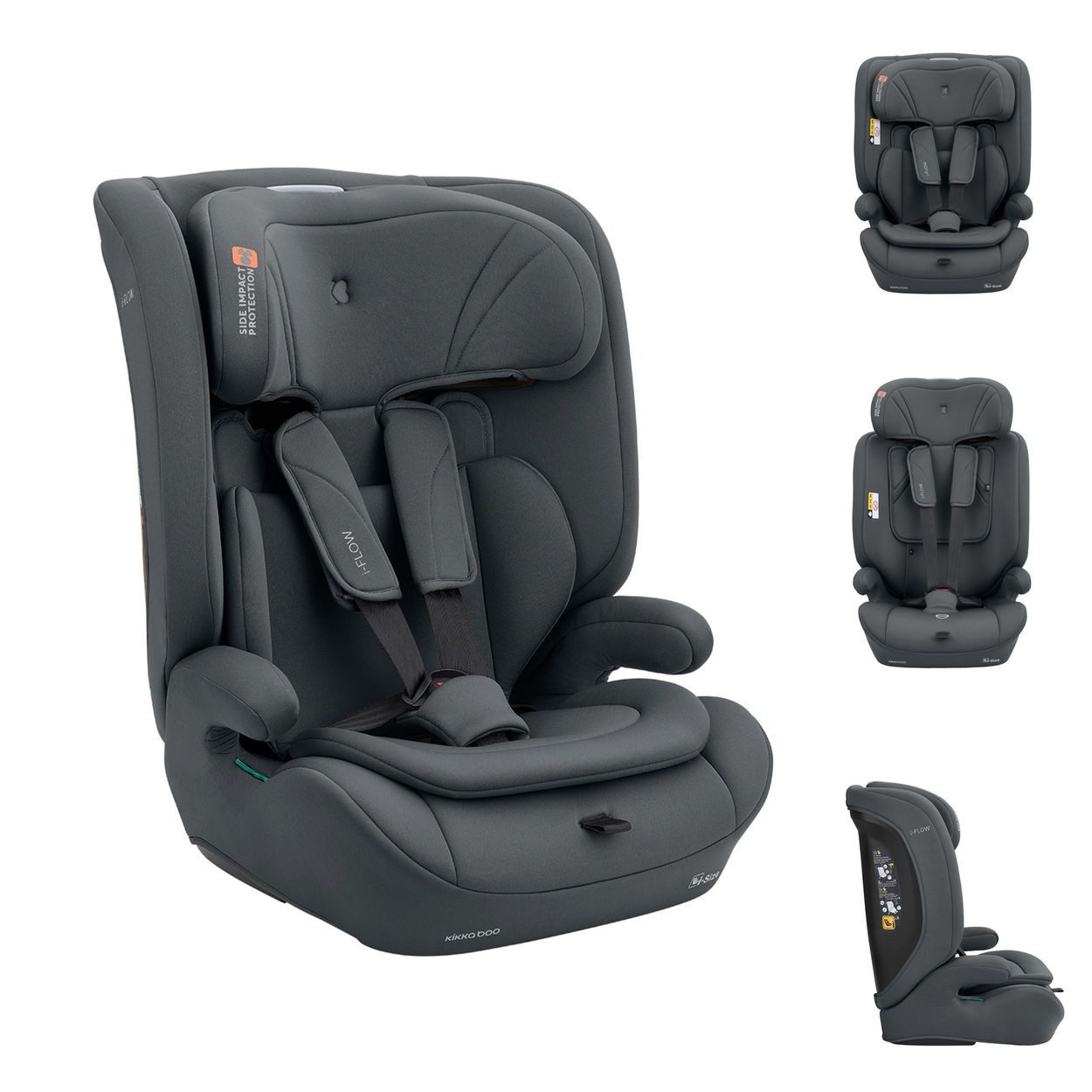 Kikkaboo Autokindersitz Kindersitz i-Flow i-Size, ab: 0, bis: 12, (76-150) Kopfstütze verstellbar 5-Punkt-Gurt