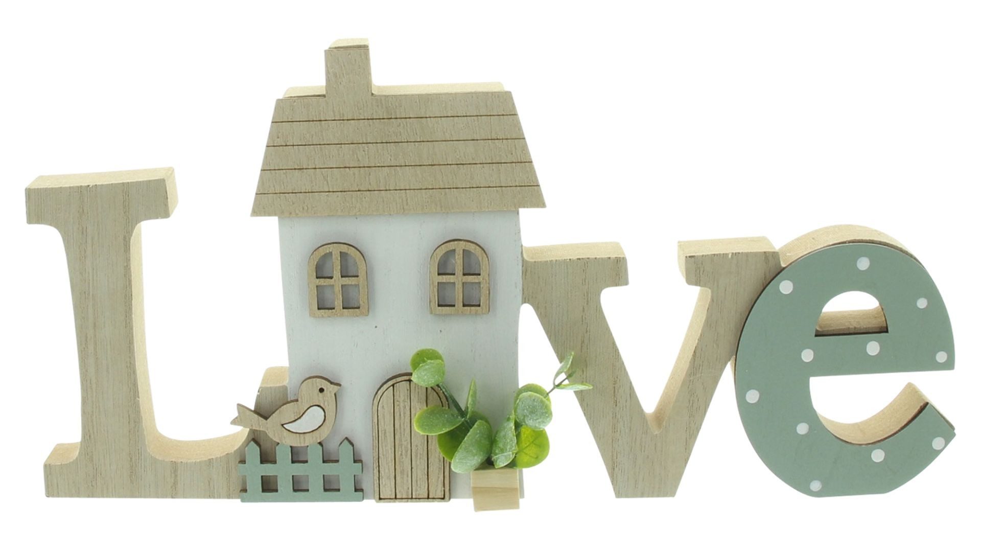 Home-trends24.de Deko-Schriftzug Love mit Haus Deko Schriftzug Objekt Figur Fensterdeko 30 cm (1 St)