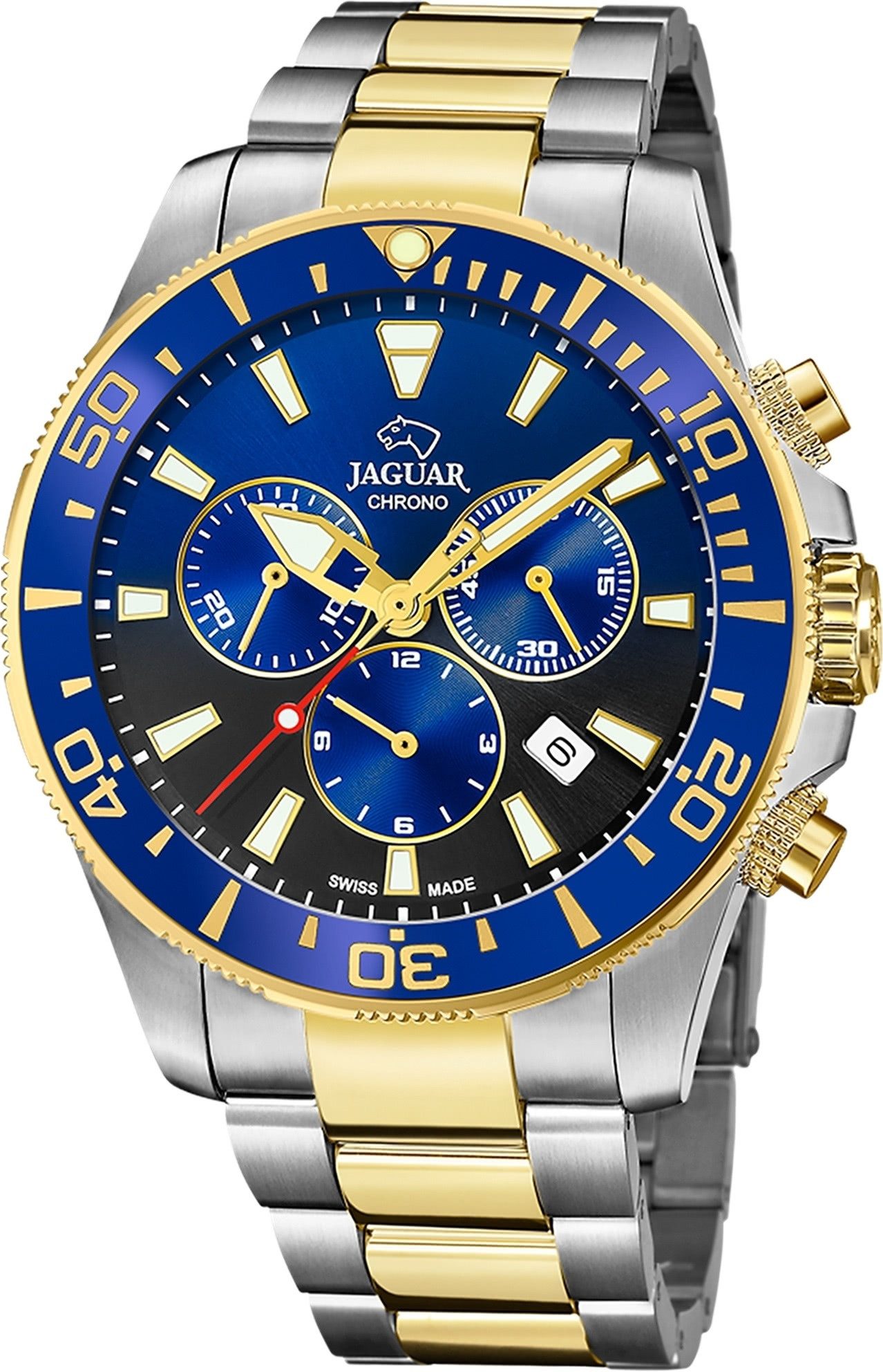 Quarzuhr Jaguar Herrenuhr Edelstahl silber gold