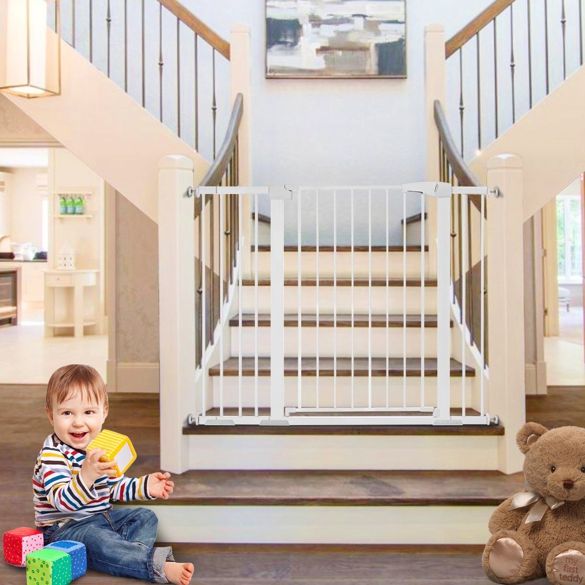 Comomy Türschutzgitter, Babygitter Schutzgitter einstellbar 75~124cm günstig online kaufen