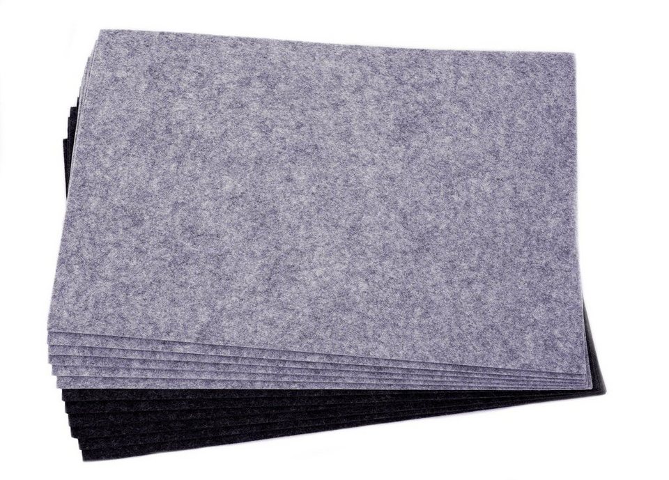 Platzset, Fliz Platzdecken schwarz und grau - 12er Set, Spetebo, (12-St),  Tisch Matte Unterlage