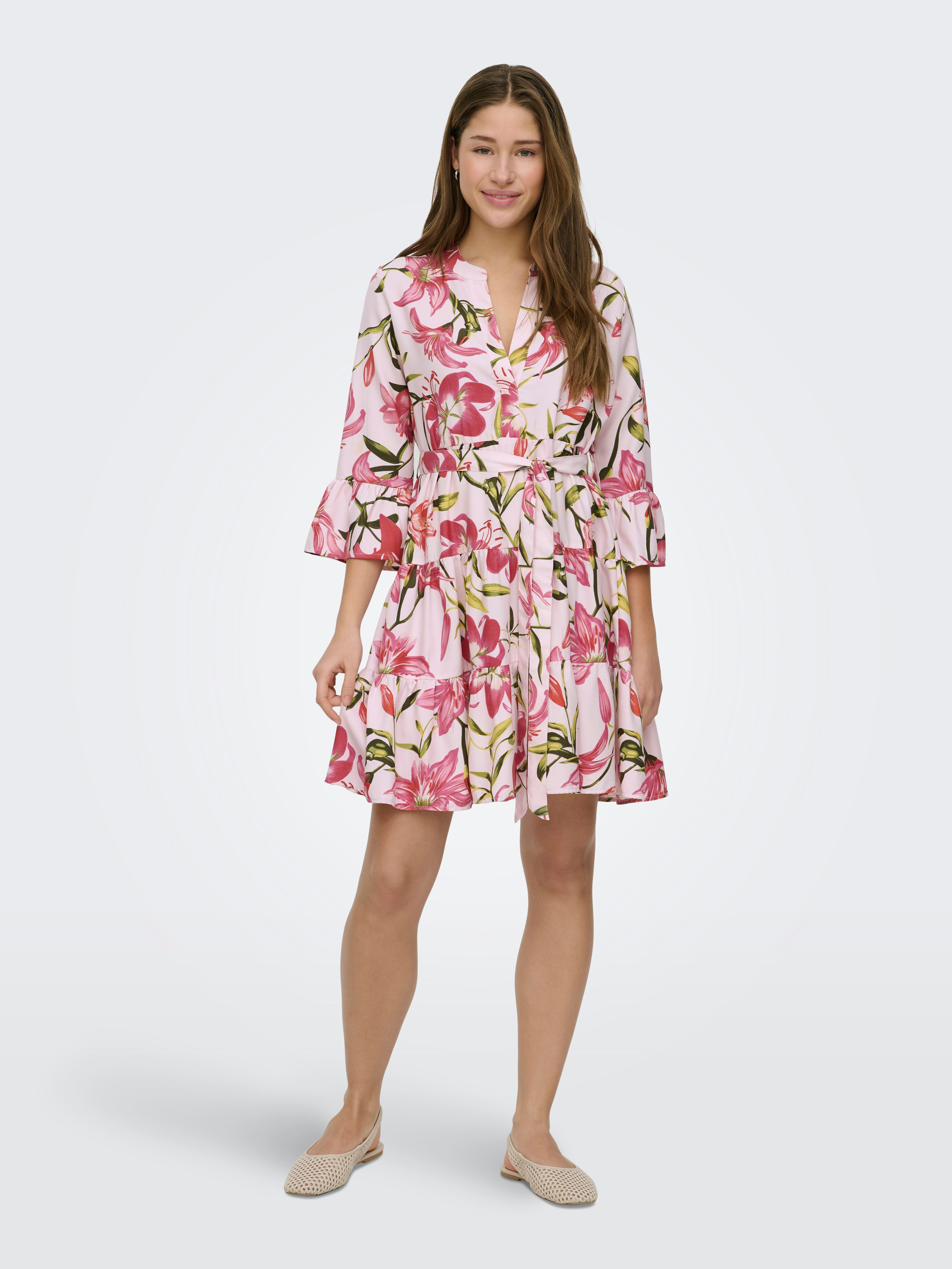 ONLY Tunikakleid ONLSINA LIFE 3/4 SHORT DRESS NOOS WVN mit Volant