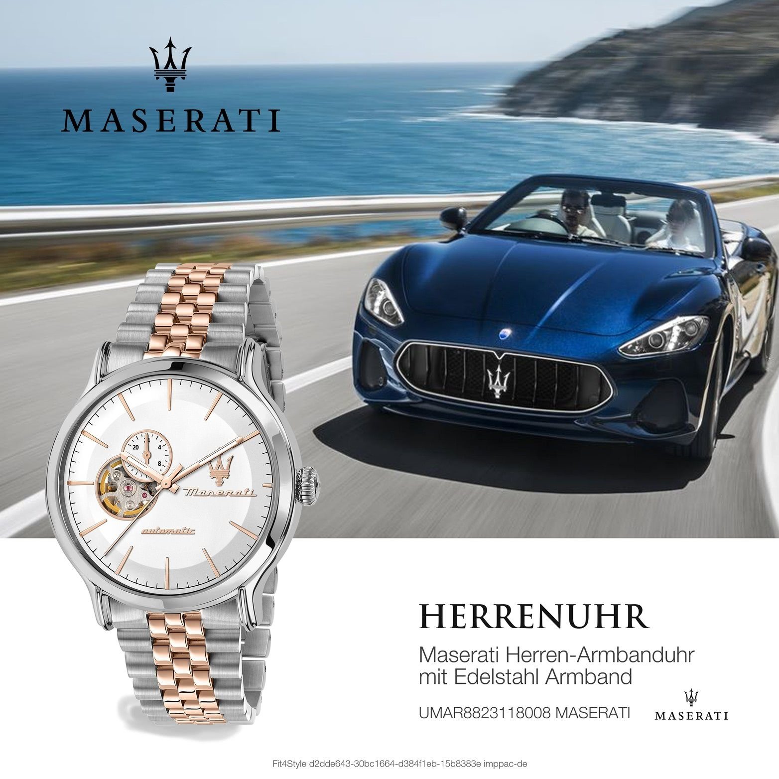 42mm) (ca. Damenuhr rundes Gehäuse, Edelstahlarmband, Edelstahl MASERATI Quarzuhr Armbanduhr, Herren, silber Maserati