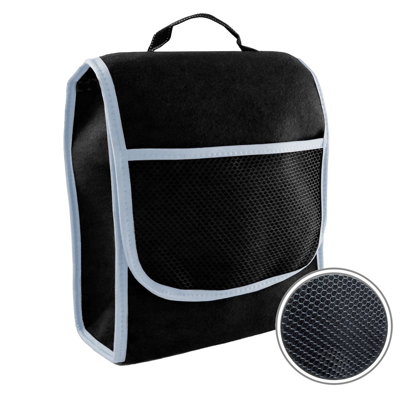 L & P Car Design Organizer Kofferraumtasche Auto in schwarz mit grauem Saum