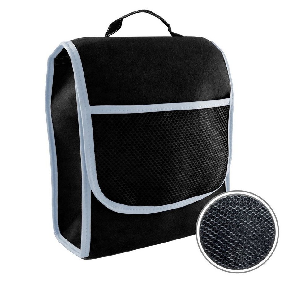 L & P Car Design Organizer Kofferraumtasche Auto in schwarz mit farbigem  Saum, Kofferraumtasche mit Klettverschluss, aus reißfestem Filz mit  Tragegriff | Schmuckkoffer