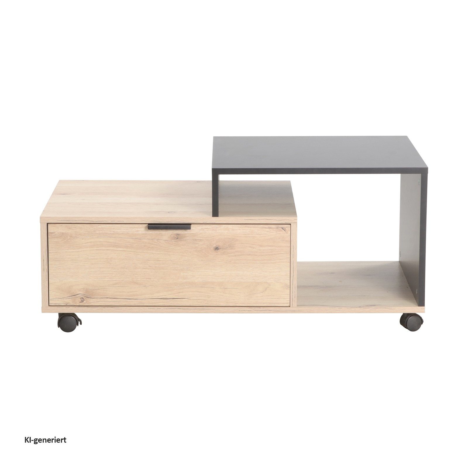 HTI-Living Couchtisch Cedrik auf Rollen mit Schublade Artisaneiche-Schwarz (Stück, 1-St., 1 Couchtisch auf Rollen) – Bild 2 von 5