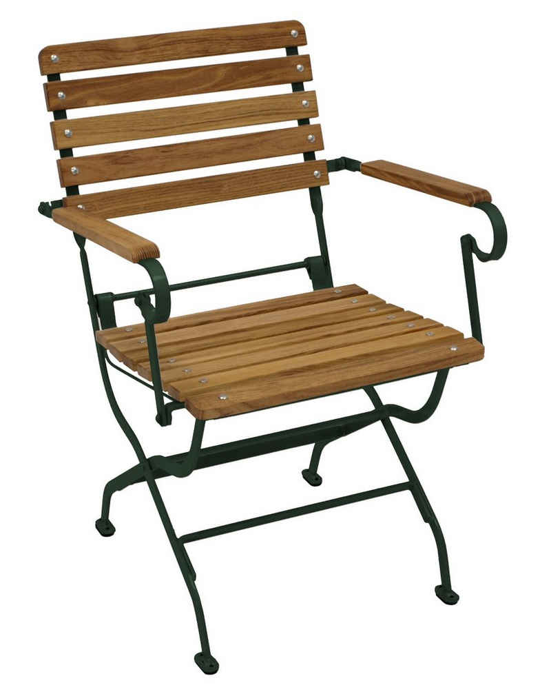 DEGAMO Garten-Essgruppe PASSAU, (3-tlg), (2x Sessel, 1x Tisch 70x70cm), Gestell grün + Robinie, klappbar