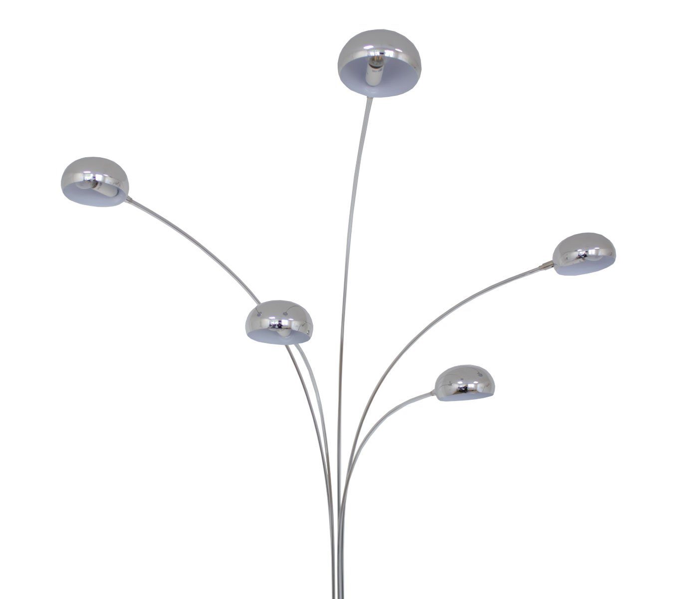 chrom Leuchtenarme nicht auffächerbar, Bogenleuchte Kiom inklusive, Marmor Stehlampe weiß, abhängig Leuchtmittel XL + Leuchtmittel Narok 5-armig