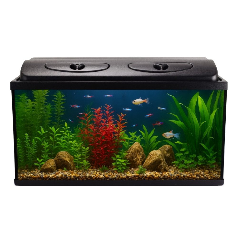 GarPet Aquarium Aquarium 80x35x40 112L Starterset Becken mit Abdeckung LED Beleuchtung