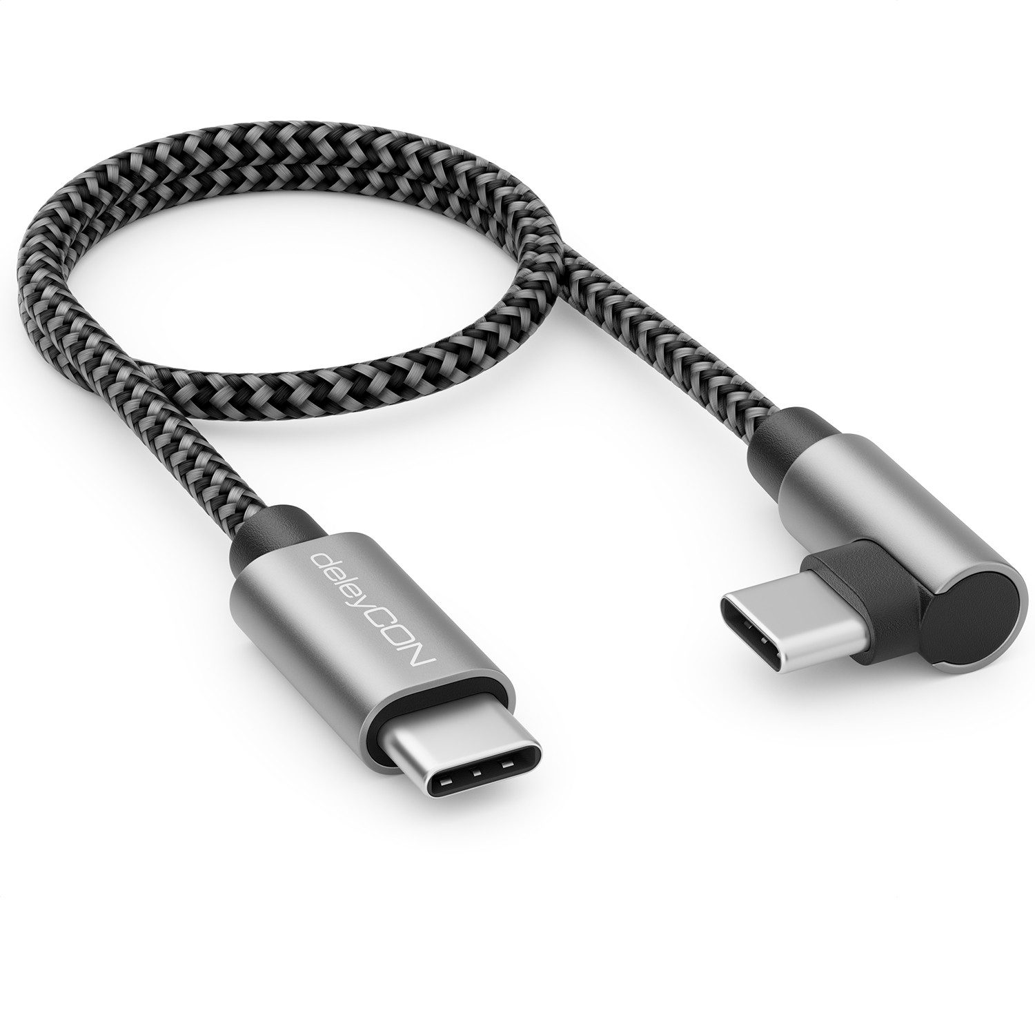 deleyCON deleyCON 0,30m USB C Kabel 1x 90° Gewinkelt PD3.0 (60W USB-Kabel