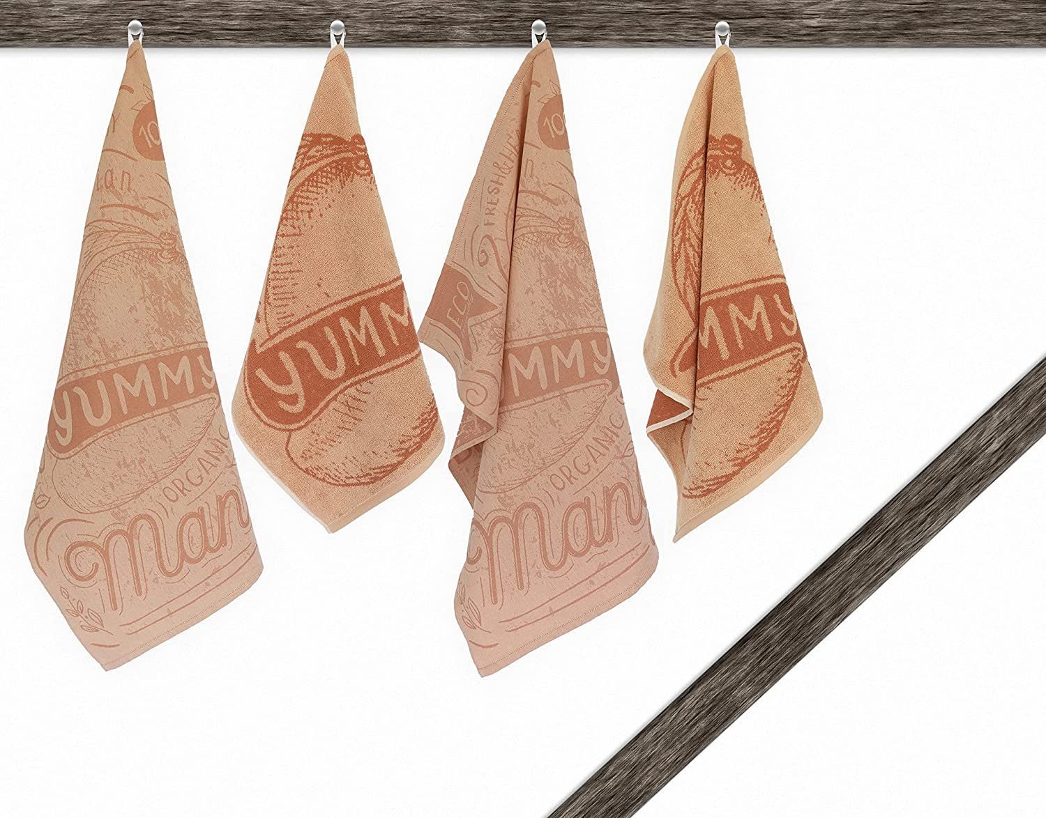 Lashuma Handtuch Set Mango, Frottee (4-St), orangene Abtrockentücher robust 2er 50x70 cm 2er 50x50 cm