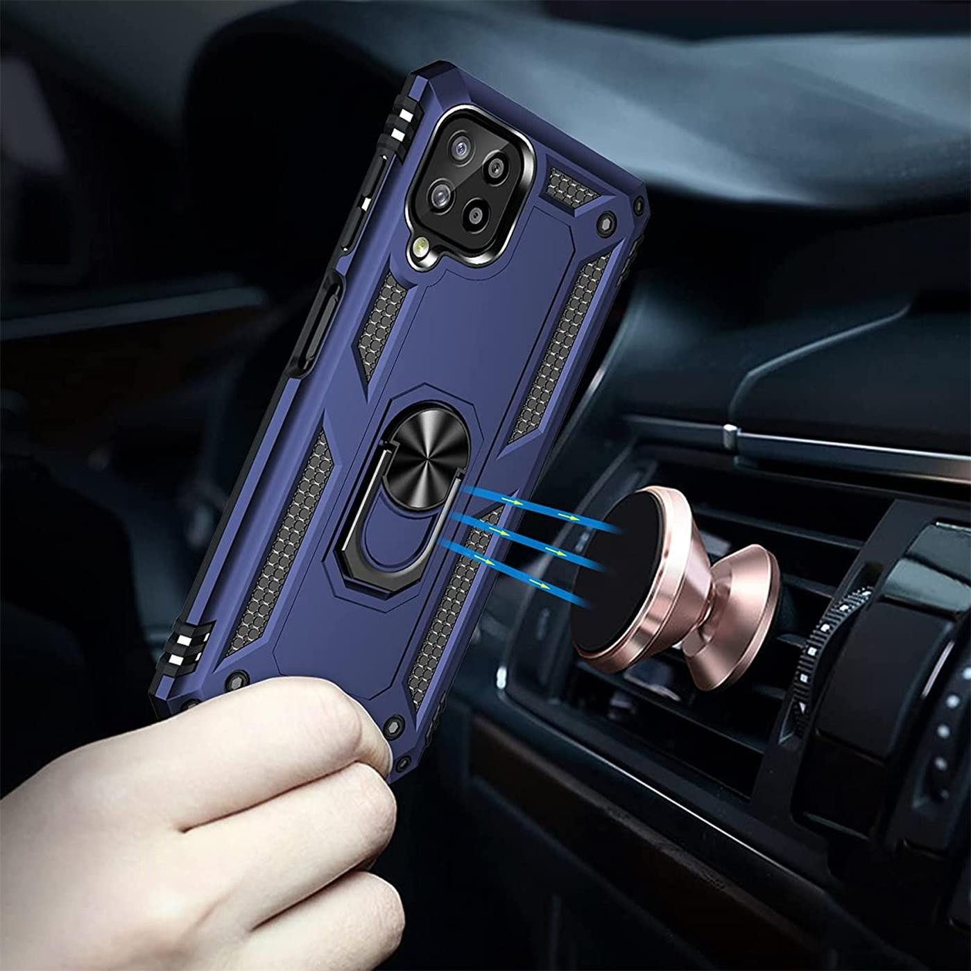 CoolGadget Handyhülle Blau als 2in1 Schutz Cover Set für das Samsung Galaxy M32 6,4 Zoll, 2x 9H Glas Display Schutz Folie + 1x TPU Case Hülle für Galaxy M32