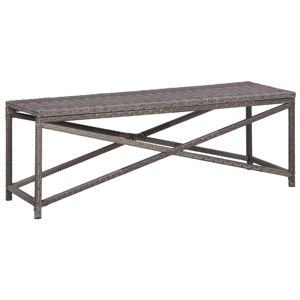 furnicato Gartenbank aus PE-Rattan 120x40x43 cm Grau, Wetterfeste Sitzbank mit stabilem Stahlgestell für den Poolbereich