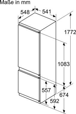 Constructa Einbaukühlgefrierkombination CK587VSE0, 177,2 cm hoch, 54,1 cm breit