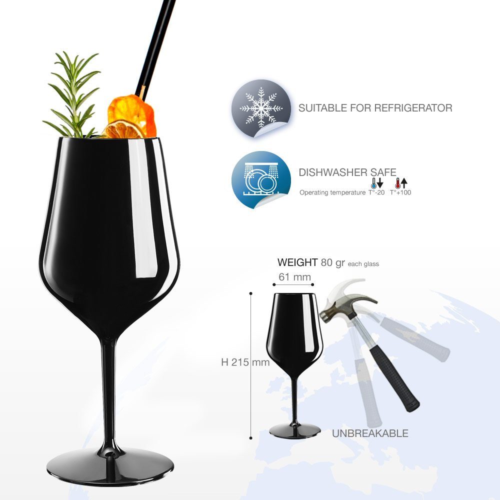 Doimoflair Weinglas DoimoFlair Weingläser aus Kunststoff bruchsicher Plastik, 2-tlg.