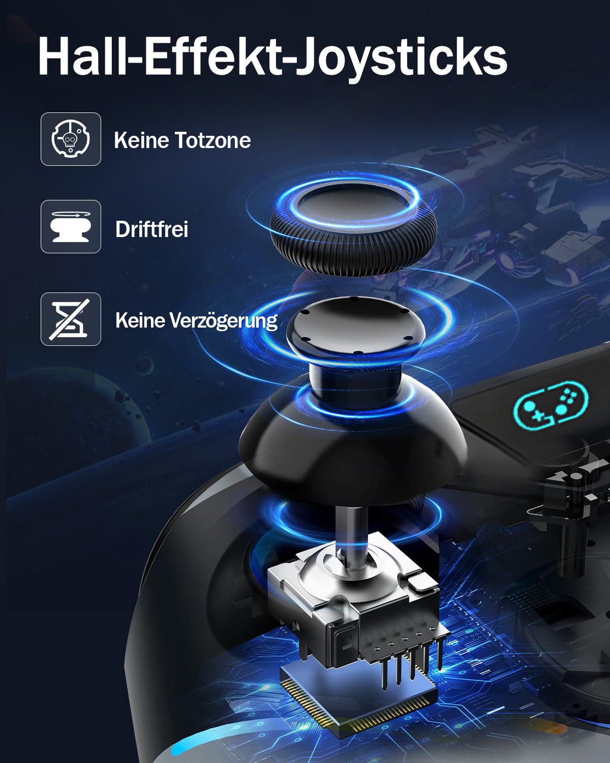 Tekoo Gaming Controller Wireless für Nintendo Switch & PC mit Hall-Effekt Controller (Packung, Anti-Drift-Technologie, RGB-Beleuchtung, Turbo-Funktion)