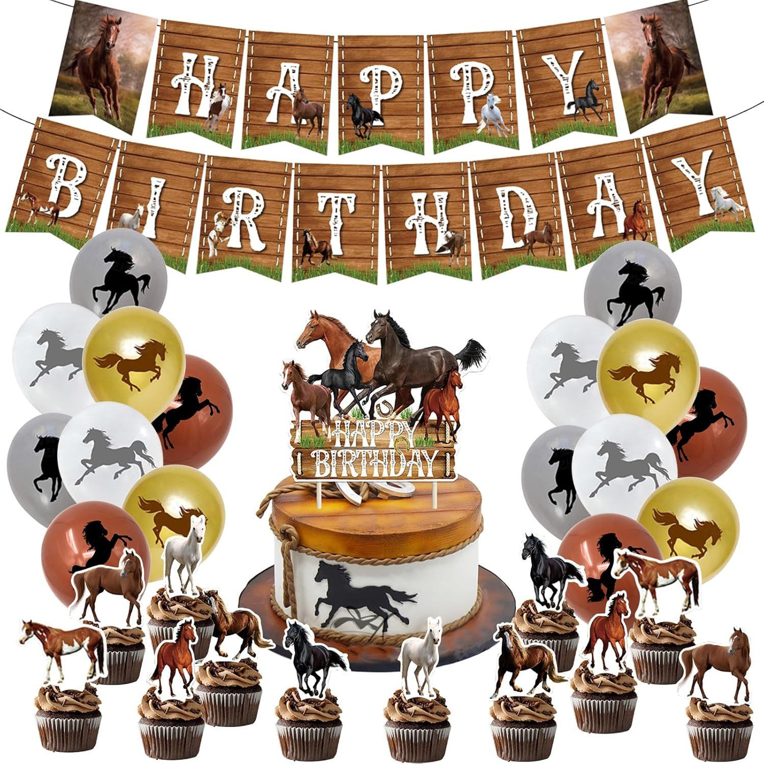 UE Stock Papierdekoration 44-tlg. Geburtstag Party Deko Motto Pferde Party günstig online kaufen